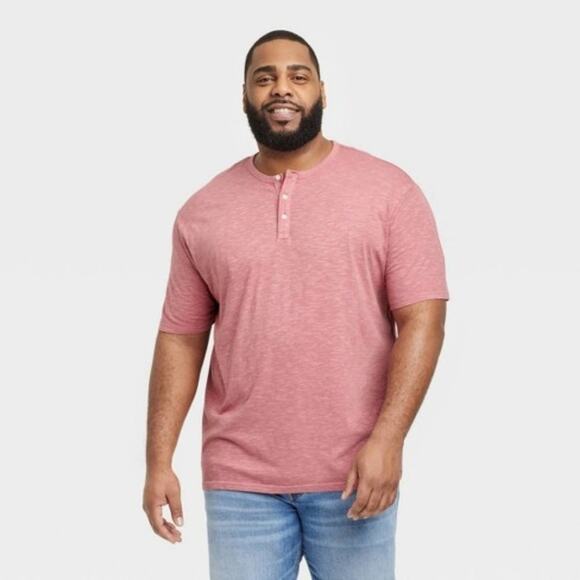 NWOT Goodfellow Short Sleeve Henley Shirt in Mauve, Size XL - Picture 1 of 3